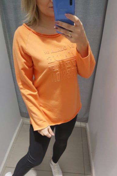 By o la la pomarańczowa bluza bluzka napis S